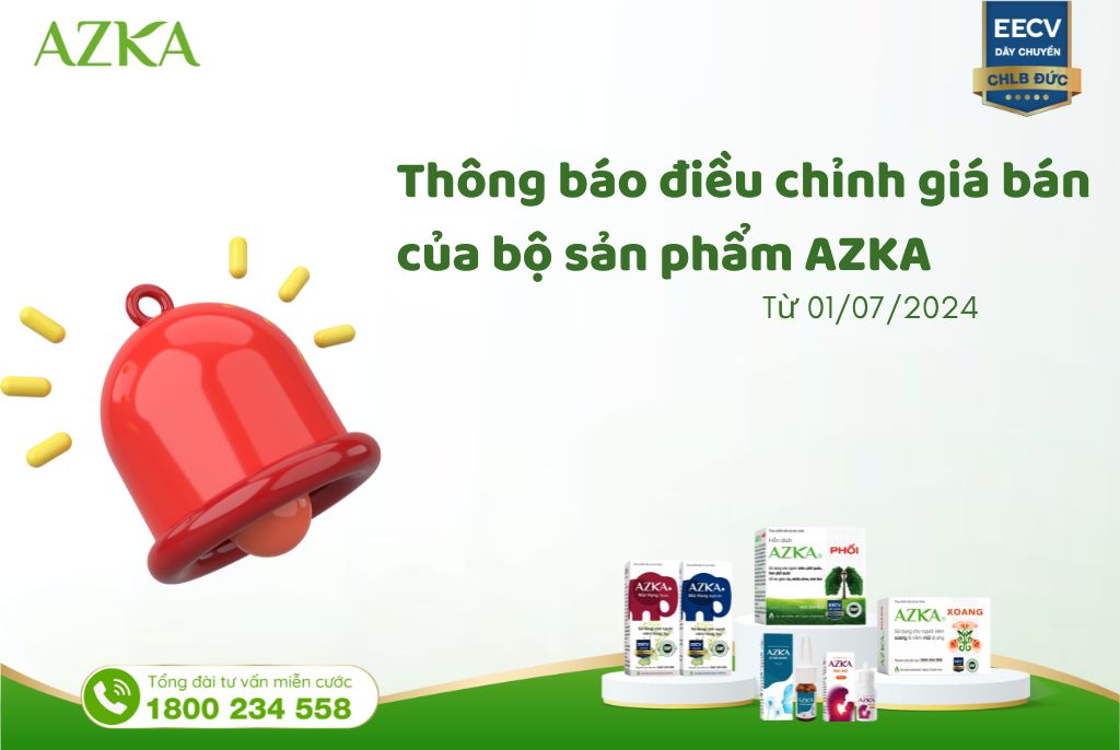 Thông báo thay đổi giá bán bộ sản phẩm AZKA