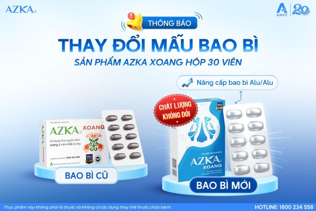 Thông báo thay đổi bao bì sản phẩm Azka xoang 30 viên