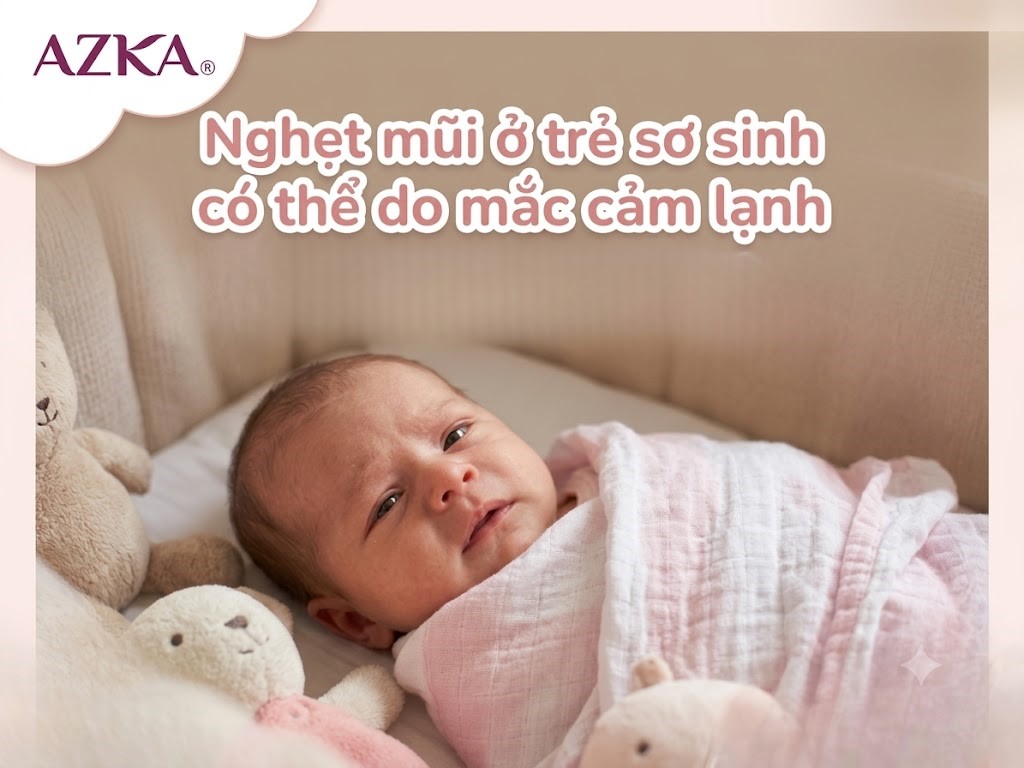 Nghẹt mũi ở trẻ sơ sinh có thể do mắc cảm lạnh