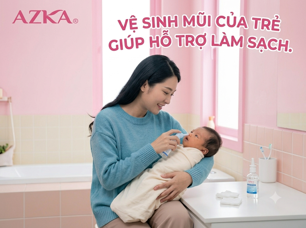 Giữ mũi trẻ sạch sẽ giúp hỗ trợ làm sạch dịch tiết và chăm sóc mũi khi cần